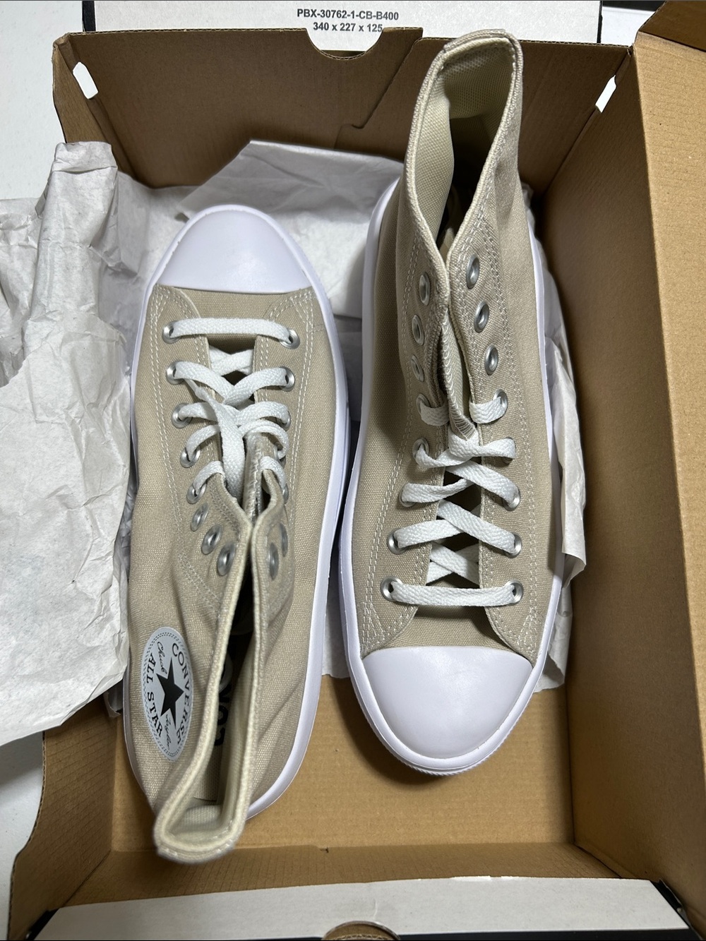 Converse High Top Sneakers in Beige and White
